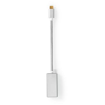 Adaptateur USB-C™ | USB 3.2 Gen 1 | USB-C™ mâle | DisplayPort femelle | 0,20 m | Rond | Plaqué or | Tressé / Nylon | Argent | Boîte en carton avec fenêtre couverte.