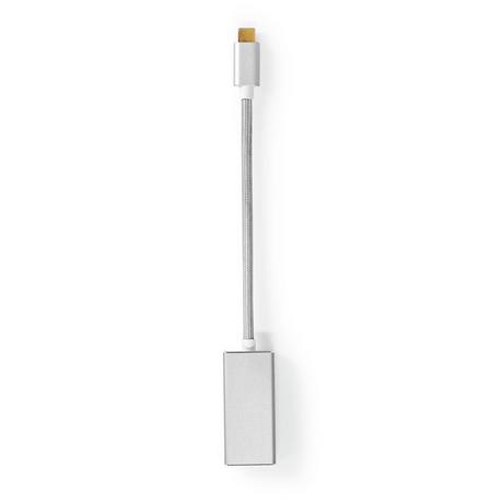 Nedis  Adaptateur USB-C™ | USB 3.2 Gen 1 | USB-C™ mâle | DisplayPort femelle | 0,20 m | Rond | Plaqué or | Tressé / Nylon | Argent | Boîte en carton avec fenêtre couverte. 