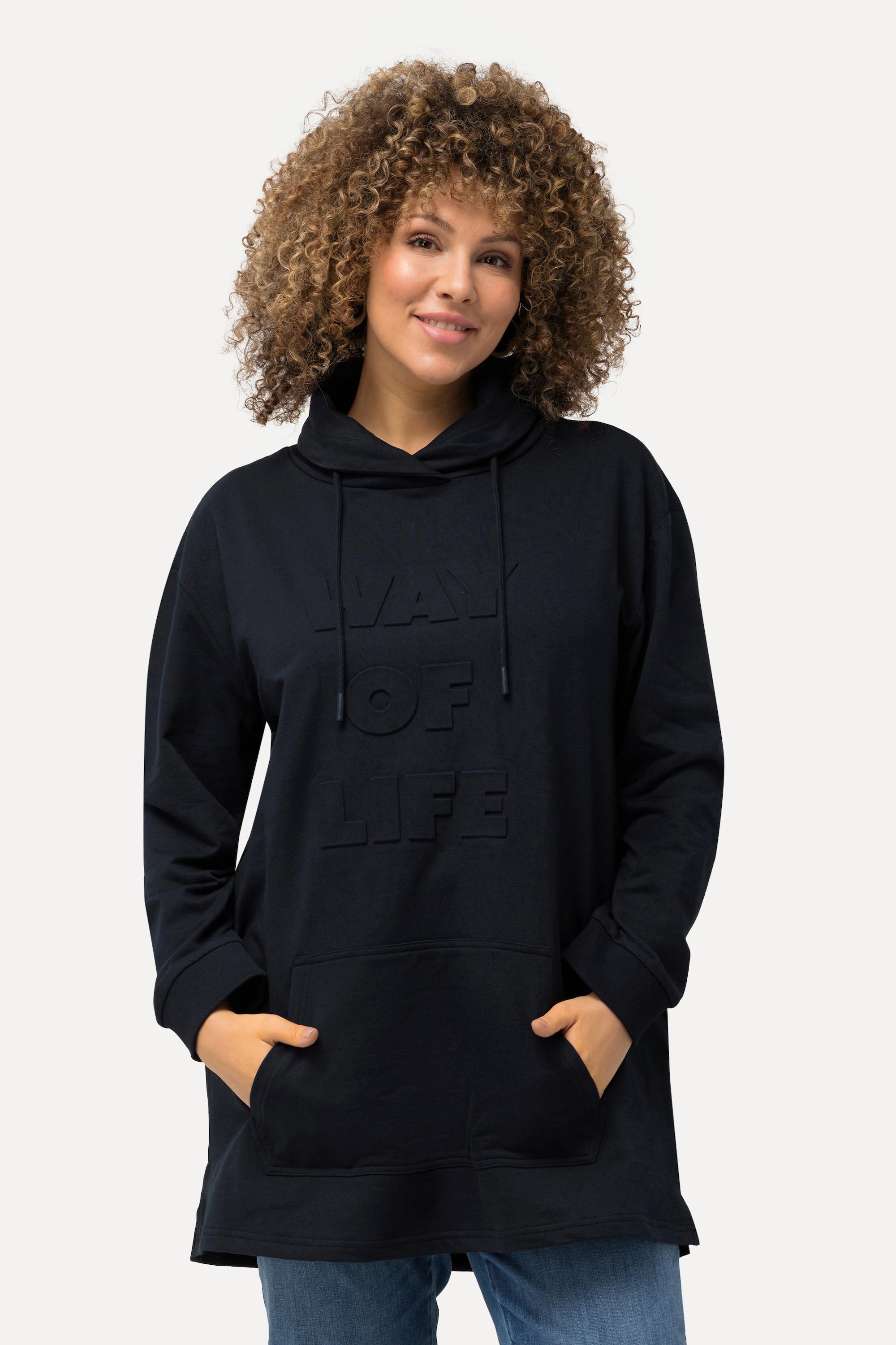 Ulla Popken  Sweat-shirt oversized à col montant et manches longues. Gaufrage 3D 