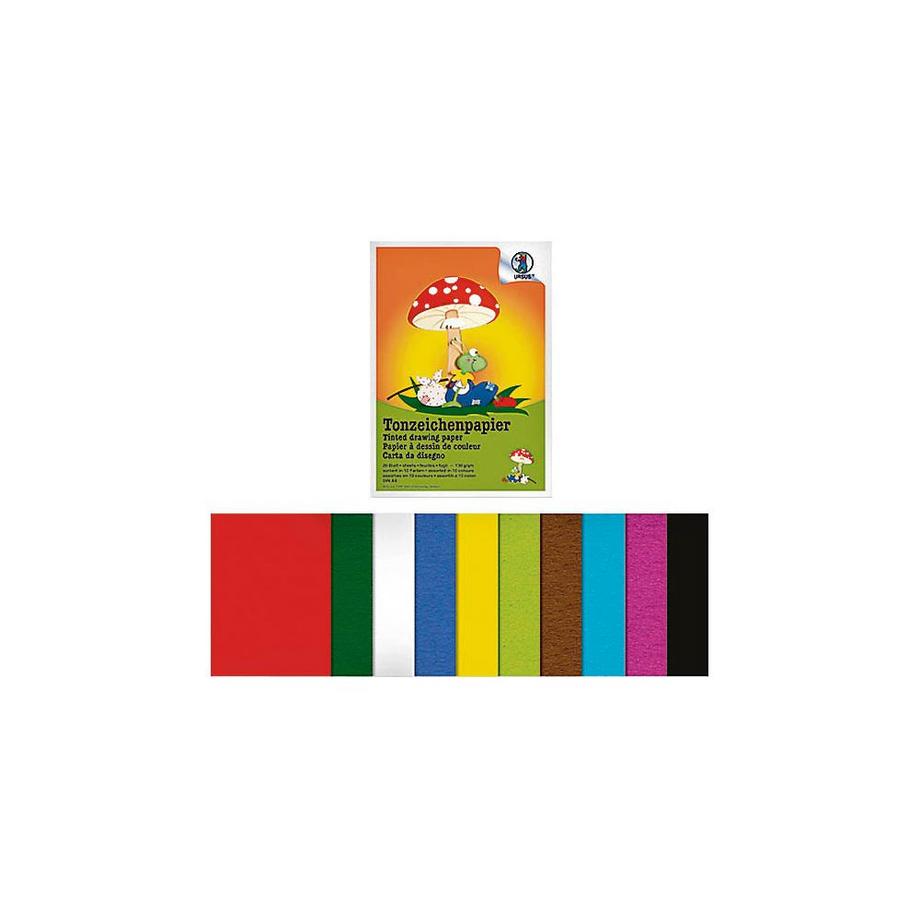 Ursus URSUS Tonzeichenpapier A4 2134699 130g. 10 Farben ass. 20 Blatt  