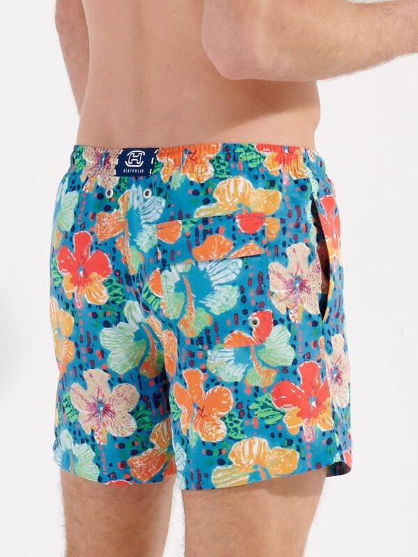 HOM Oleander Pantaloncini da bagno con motivo floreale  
