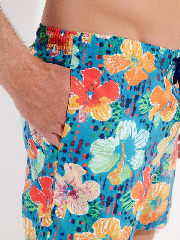 HOM Oleander Pantaloncini da bagno con motivo floreale  