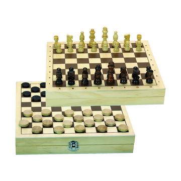 Jeu d'échecs et de dames, jeux dans un coffret en bois, JeuJura