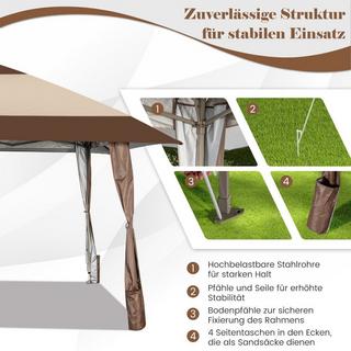 Northix Tente d'auvent de tonnelle de patio de 4 m x 4 m avec roues Beige  