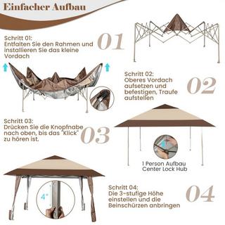 Northix Tente d'auvent de tonnelle de patio de 4 m x 4 m avec roues Beige  