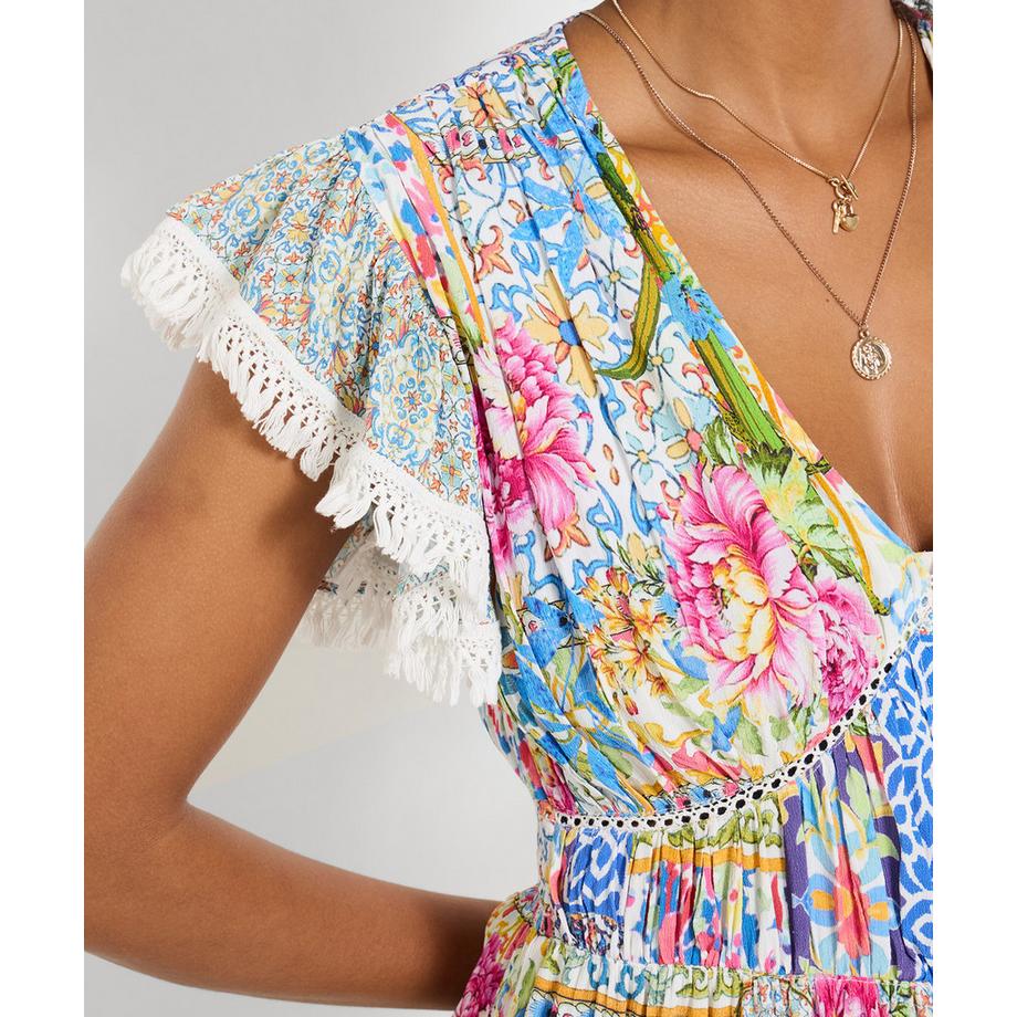 Joe Browns Maxikleid mit Patchworkmuster und fliessenden Ärmeln  