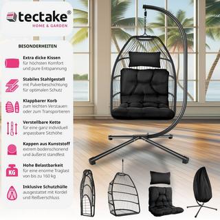 Tectake Fauteuil suspendu Ariane avec structure et coussin 160kg  