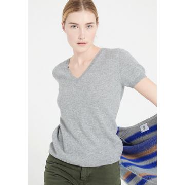 LILLY 14 Maglia manica corta con scollo a V - 100% cashmere