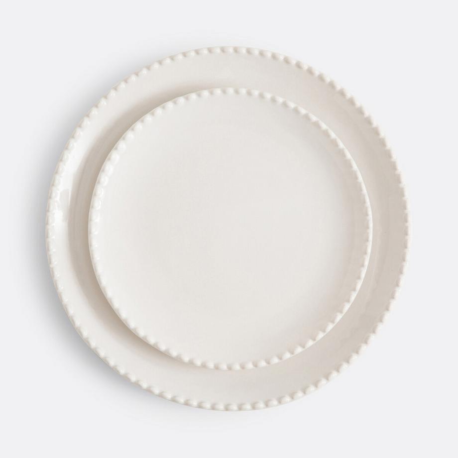 La Redoute Intérieurs Lot 4 assiettes plates en grès liseré perlé  