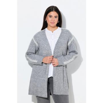 Long-Strickjacke, Ziernähte, ohne Verschluss, Langarm