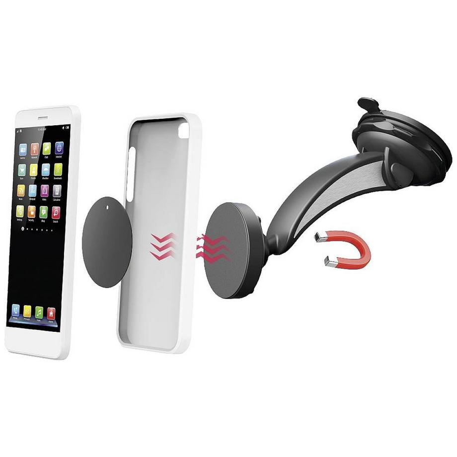 hama  Aimant pour support de téléphone portable automatique avec ventouse, pivotant à 360°, universel 