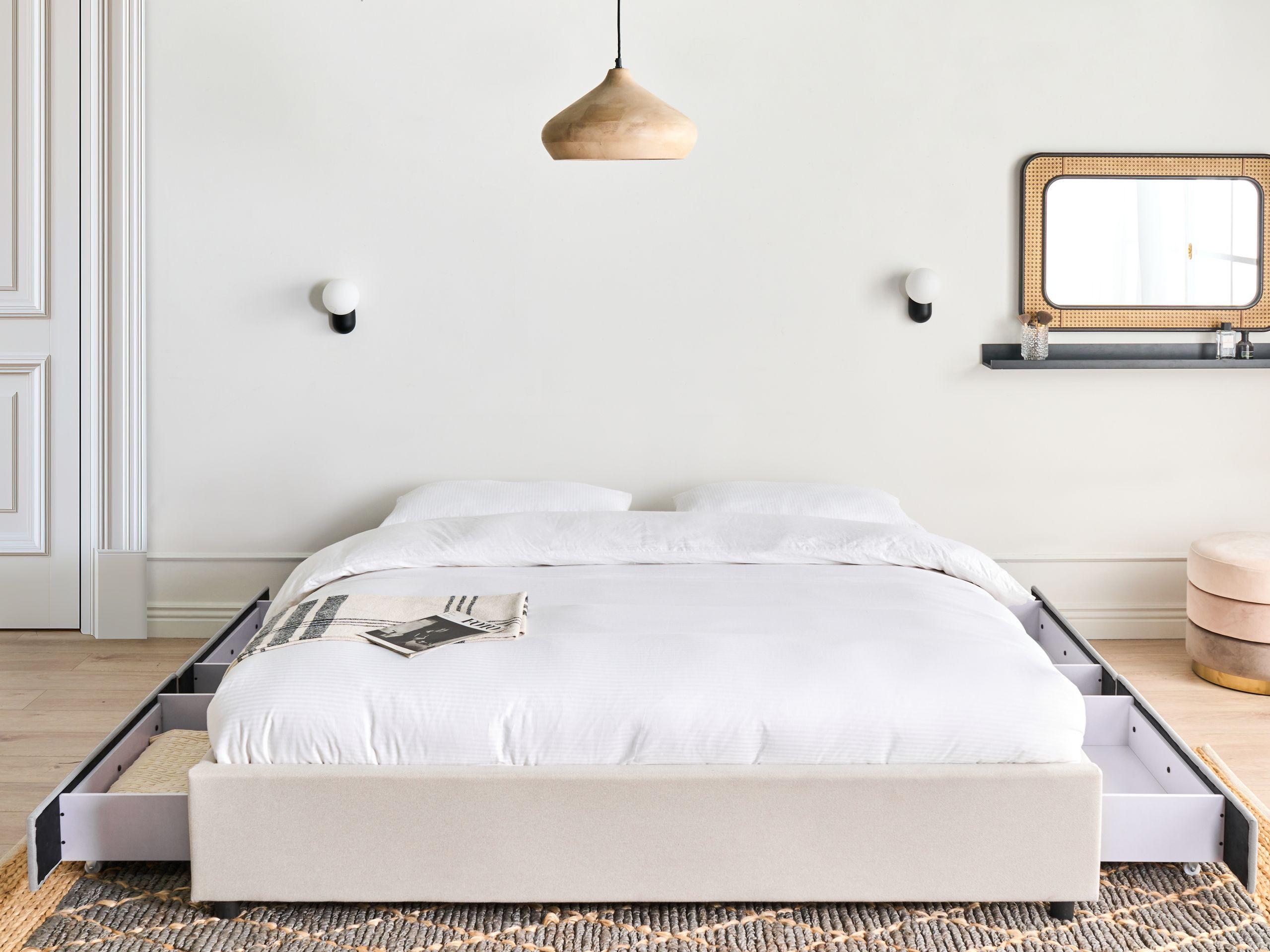 Beliani Letto con cassetti contenitore senza testata en Tessuto Moderno PRADES  