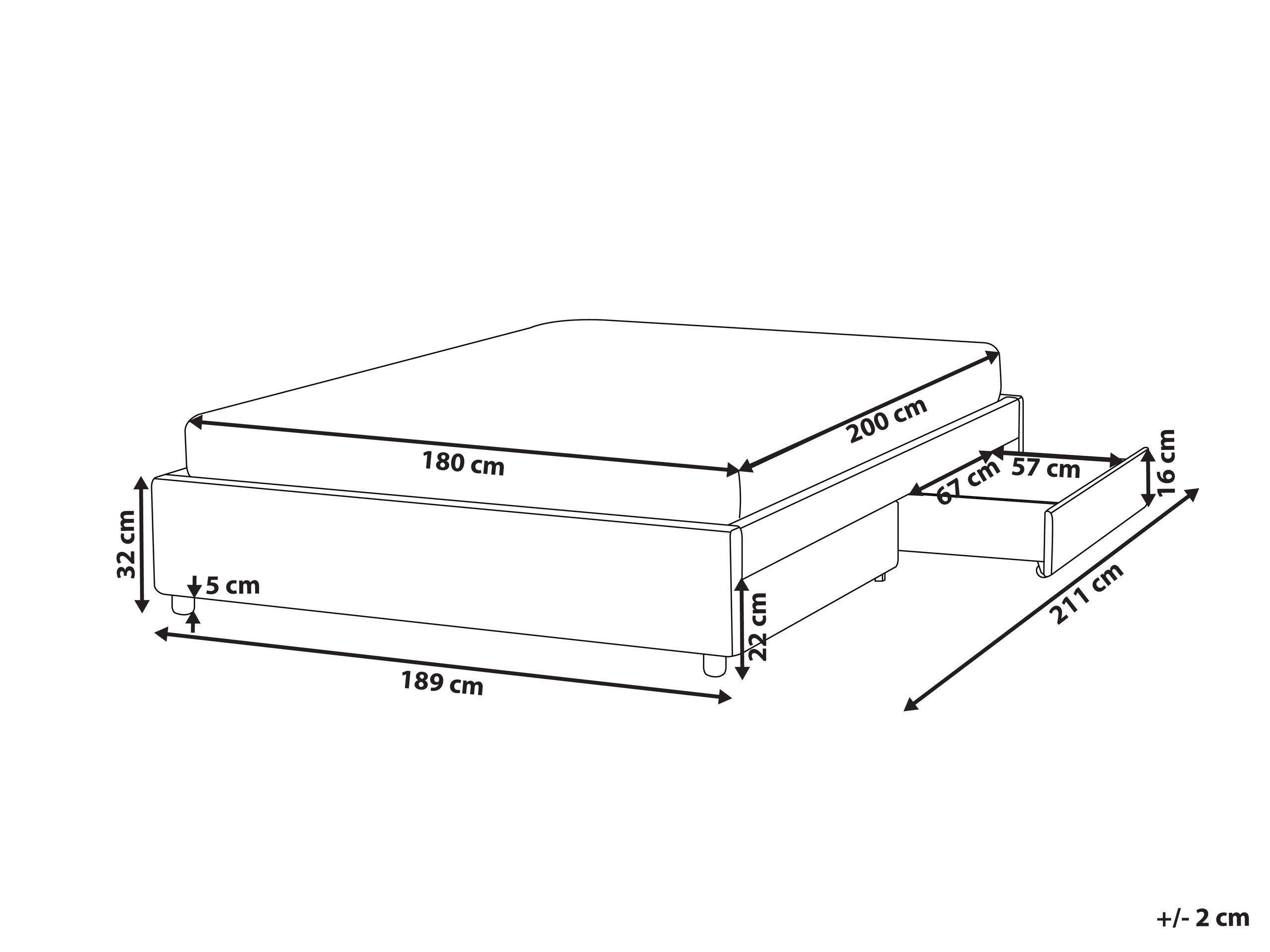 Beliani Letto con cassetti contenitore senza testata en Tessuto Moderno PRADES  