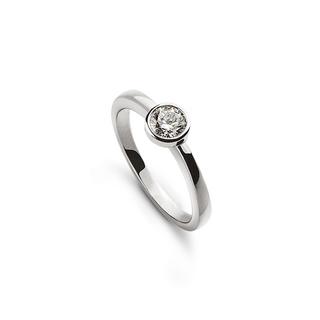 MUAU Schmuck  Solitär Ring Zargen-Fassung Weissgold 750, Brillant 0.20ct. 