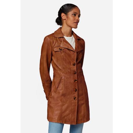 RICANO  Manteau en cuir  Lucy, avec boutons et col réversible 