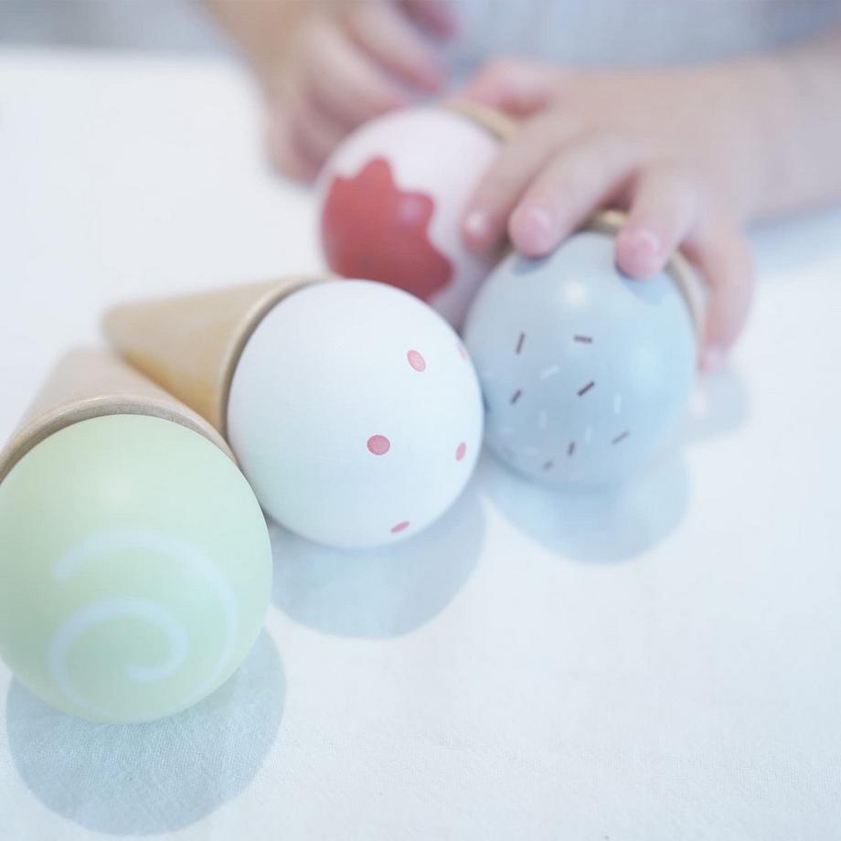 Eiscreme-Set aus Holz Eisdielen-Spielzeug - realistisches Eisdielen-Set für Kinder