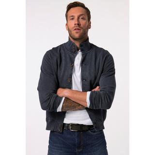 JP1880  Veste en molleton esprit vintage. Col montant et patte de boutonnage bleu marine 