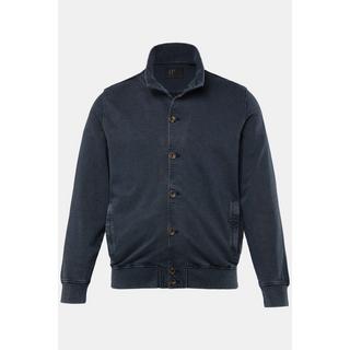 JP1880  Veste en molleton esprit vintage. Col montant et patte de boutonnage bleu marine 