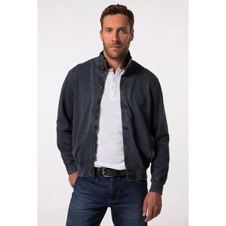 JP1880  Veste en molleton esprit vintage. Col montant et patte de boutonnage bleu marine 