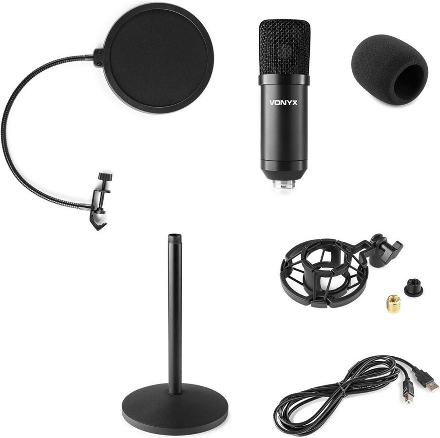 Vonyx  CMTS300 USB-Mikrofon, Tischstativ, Popfilter 