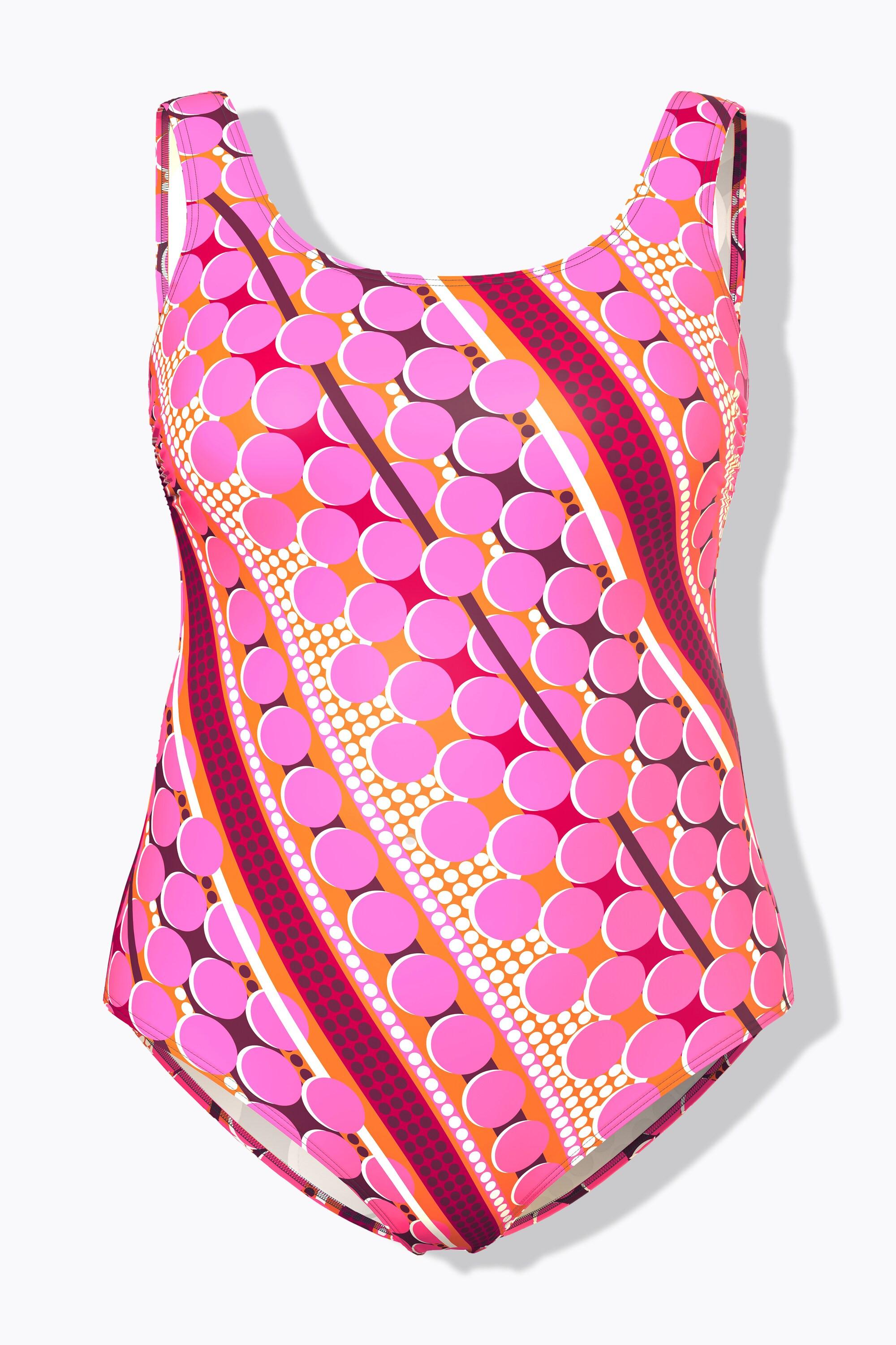 Ulla Popken Maillot de bain à pois sans bonnets souples décolleté rond  