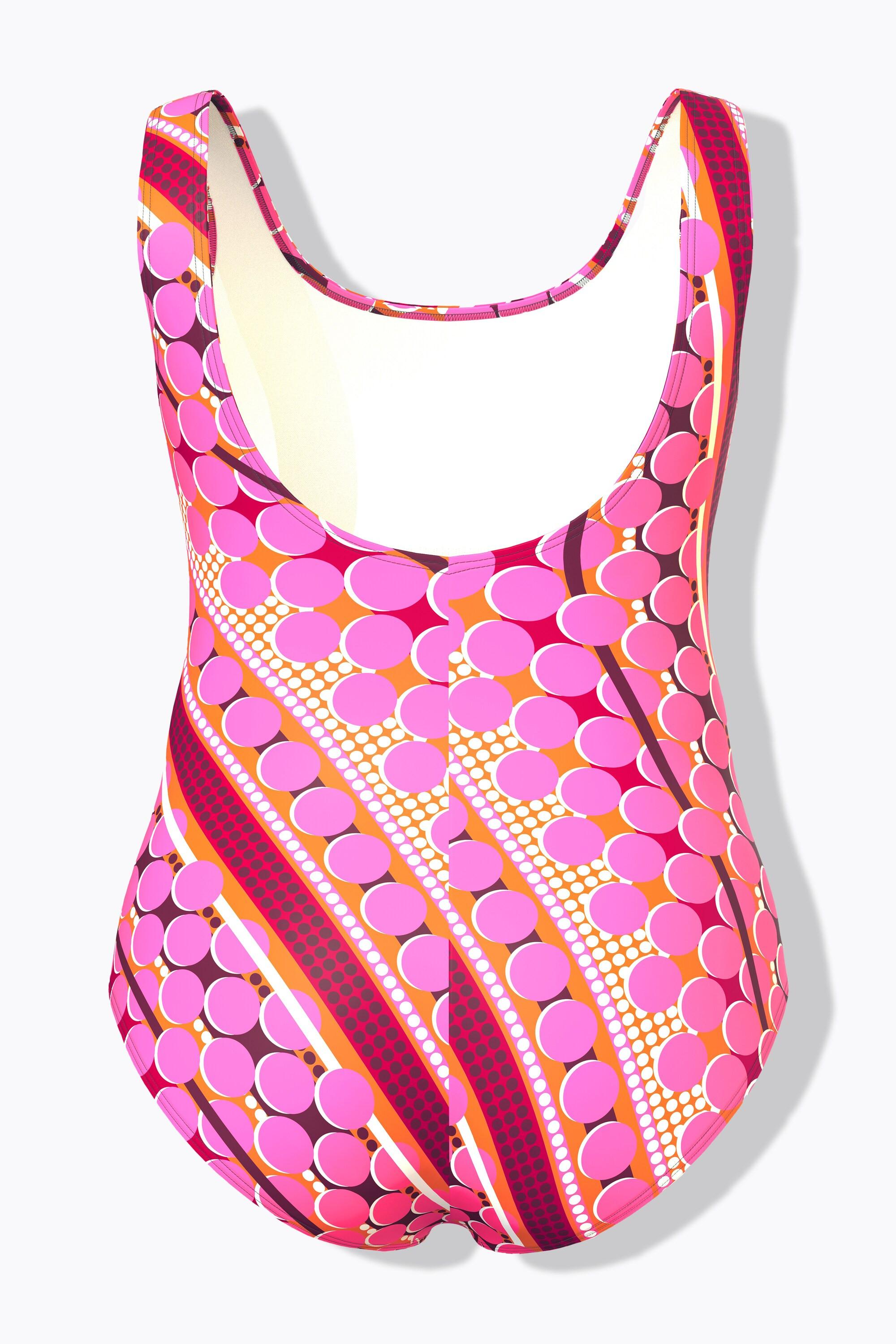 Ulla Popken Maillot de bain à pois sans bonnets souples décolleté rond  