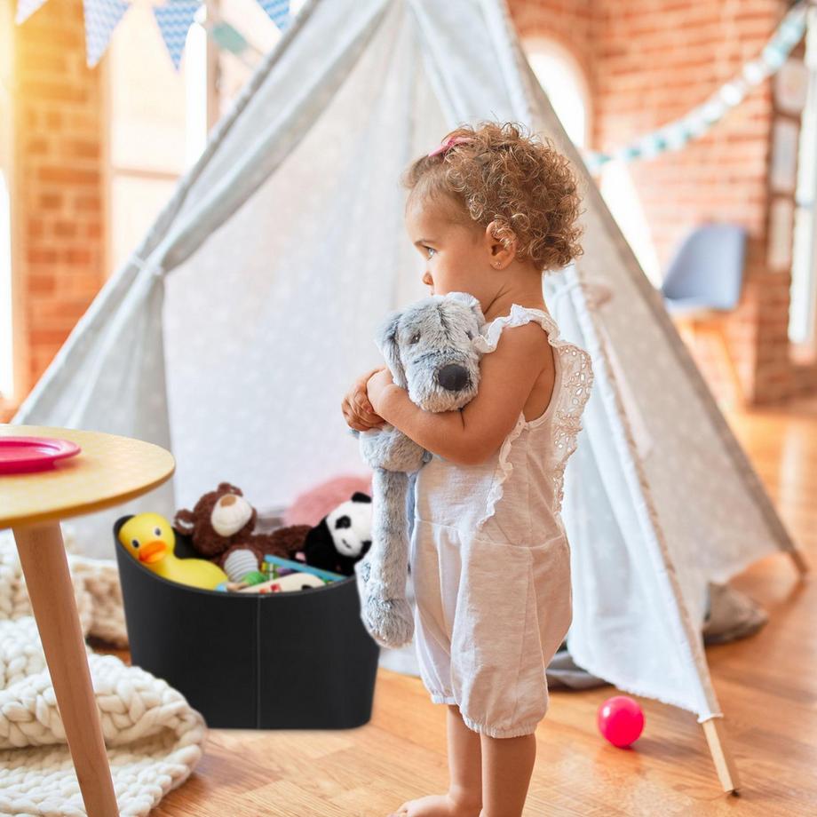 B2X Cesto per legna da ardere in ecopelle nera  