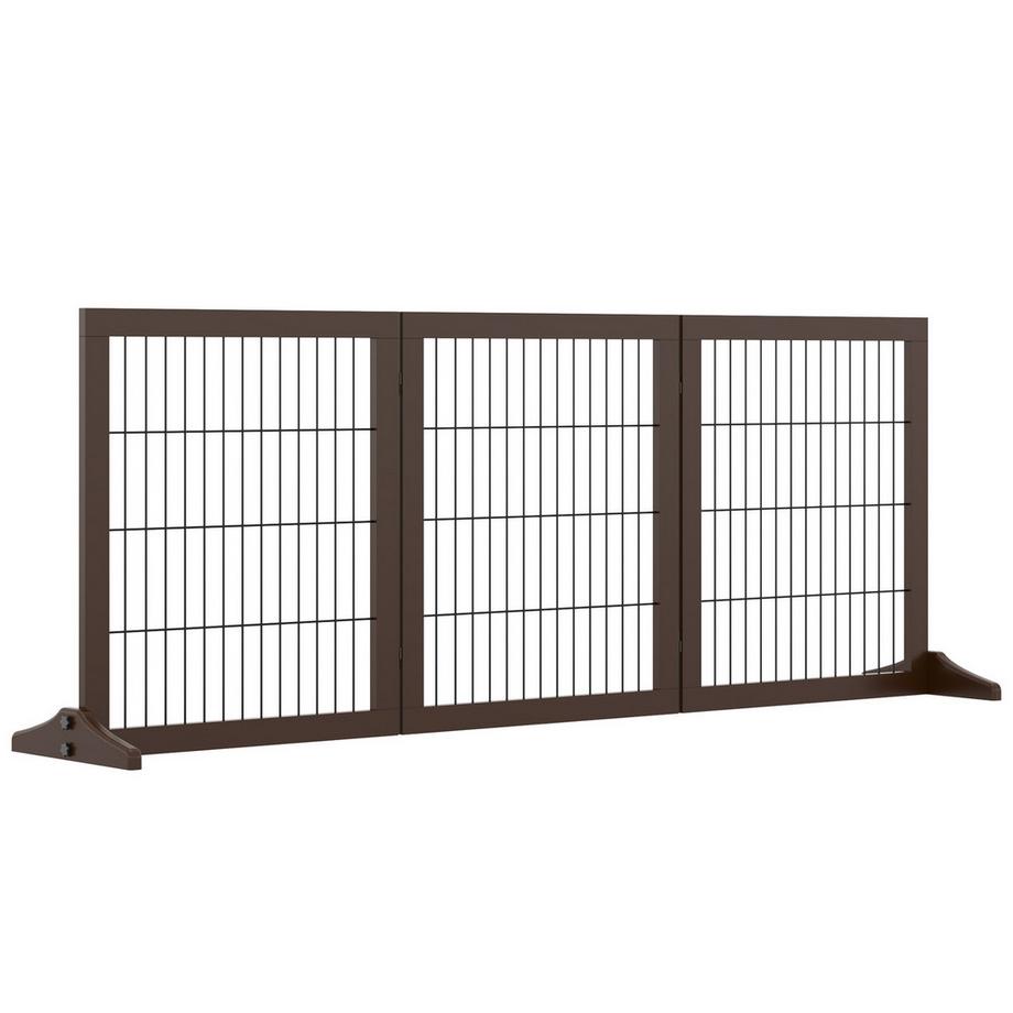 Northio  Barrière Pour Chien En Bois De Pin, Autoportante, Marron, 185 X 36 X 71 Cm 