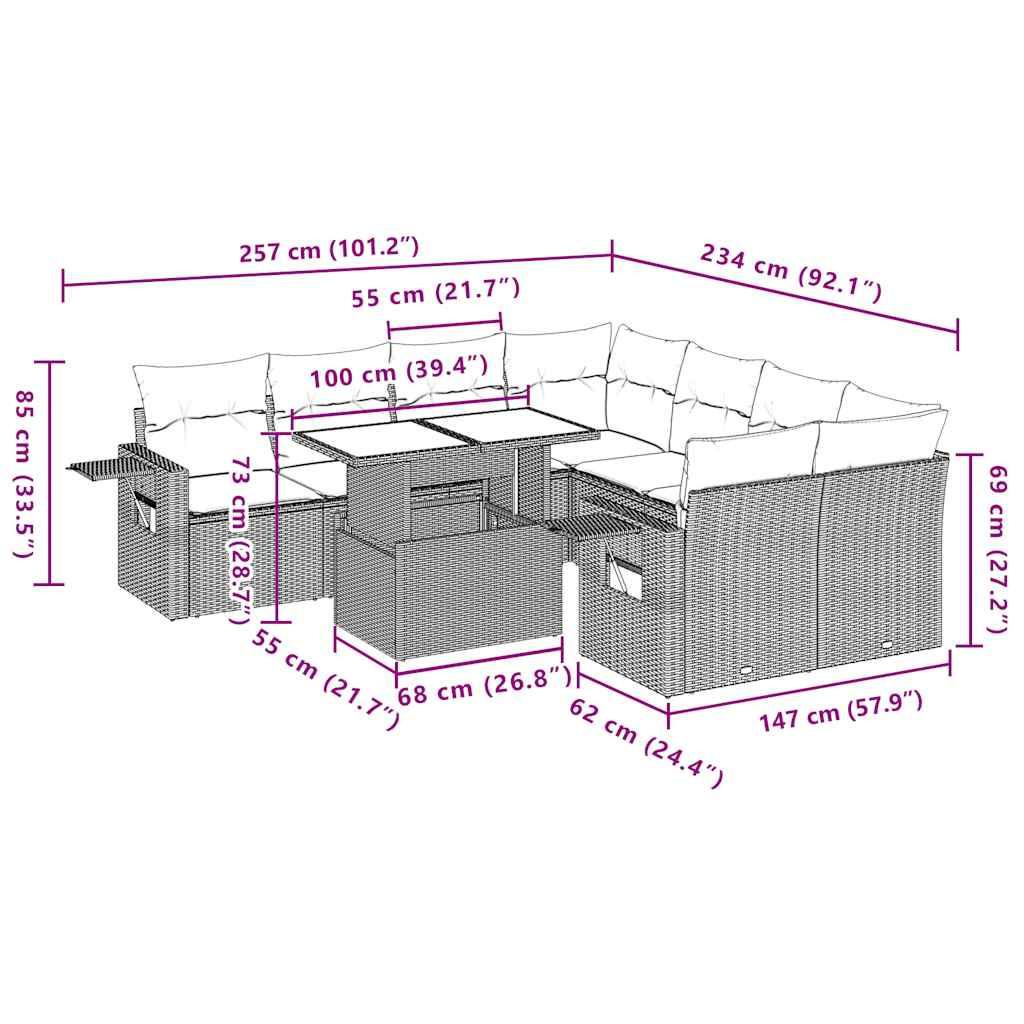 VidaXL Ensemble de canapés de jardin rotin synthétique  