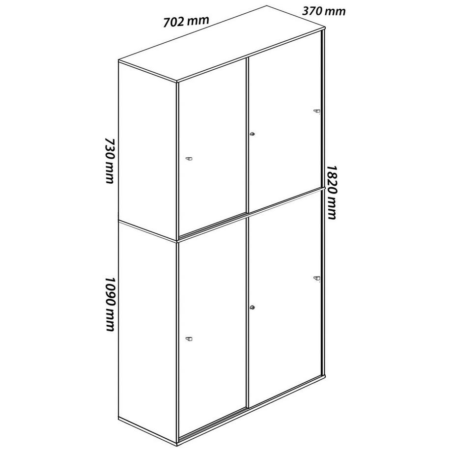 VCM Büroschrank mit 5 Fächern | moderner Aktenschrank mit Schiebetüren | Maße ca. B. 70 x H. 184 x T. 37 cm – Lona 5-Fach  