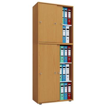 Holz Büroschrank Ordner Aktenschrank Büromöbel Schrank Lona 5-fach Schiebetüren