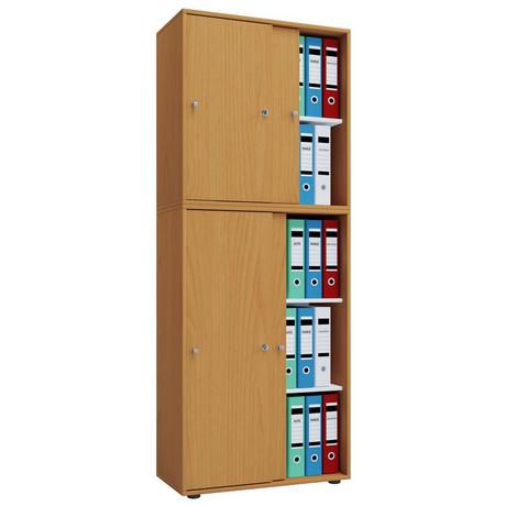 VCM Holz Büroschrank Ordner Aktenschrank Büromöbel Schrank Lona 5-fach Schiebetüren  