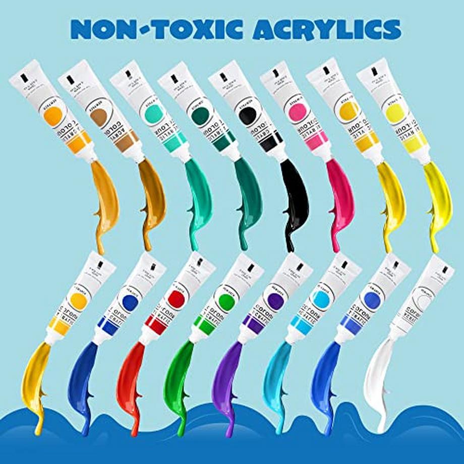 Activity-board  48-teiliges Malset für Kleinkinder und Kinder mit 12 Pinseln, 10 Leinwänden, 2 Tischstaffeleien, 2 