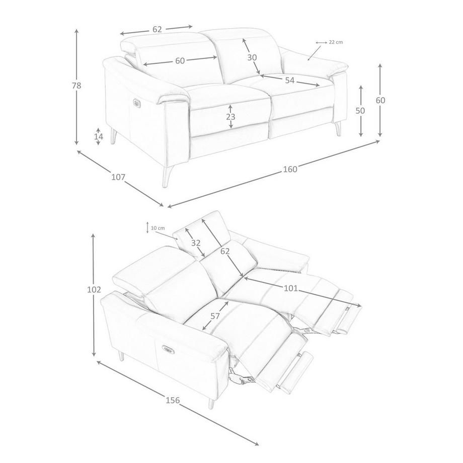ANGEL CERDA 2-Sitzer-Relax-Sofa aus taupefarbenem Leder  