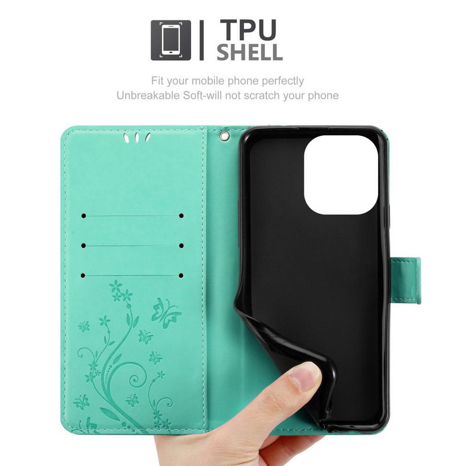 Cadorabo  Hülle für Apple iPhone 14 PRO Blumen Design Magnetverschluss 