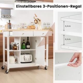 Northix Küchenwagen mit Rollen Kücheninsel mit Arbeitsplatte Servierwagen mit 2 Schubladen 99 x 46 x 90 cm Weiß  