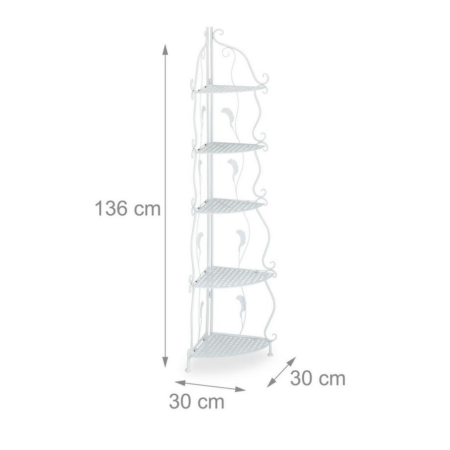 B2X  Étagère d'angle en métal blanc avec 5 étagères 