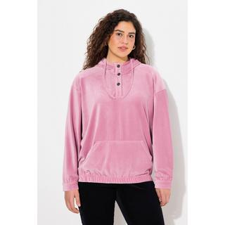 Ulla Popken Maglia in velluto a coste oversize maniche lunghe con cappuccio e orlo elastico  