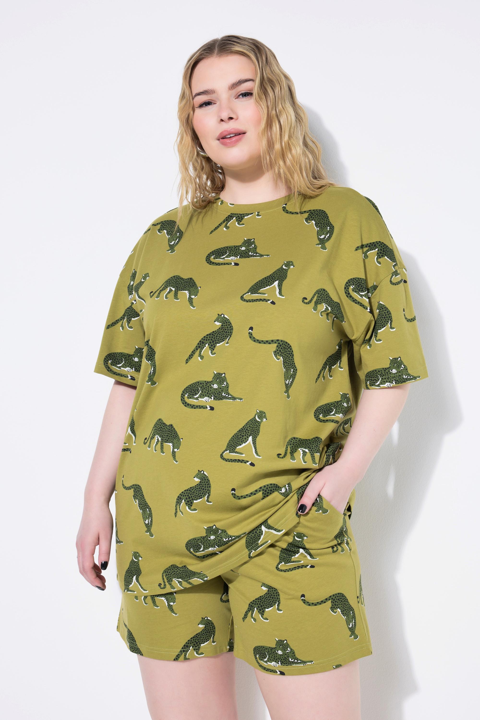 Studio Untold Pigiama Corto Due Pezzi Stampa Leopardo Oversize  