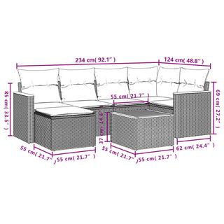 VidaXL Ensemble de canapés de jardin rotin synthétique  