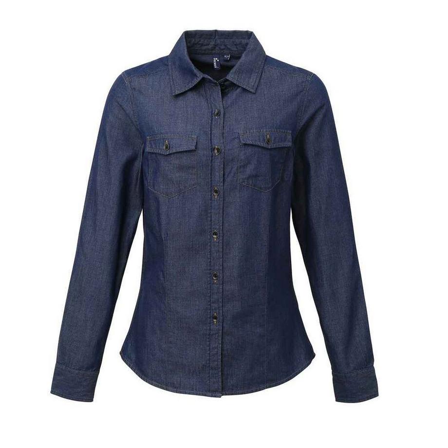 Camicia Cucitura Stile Jeans