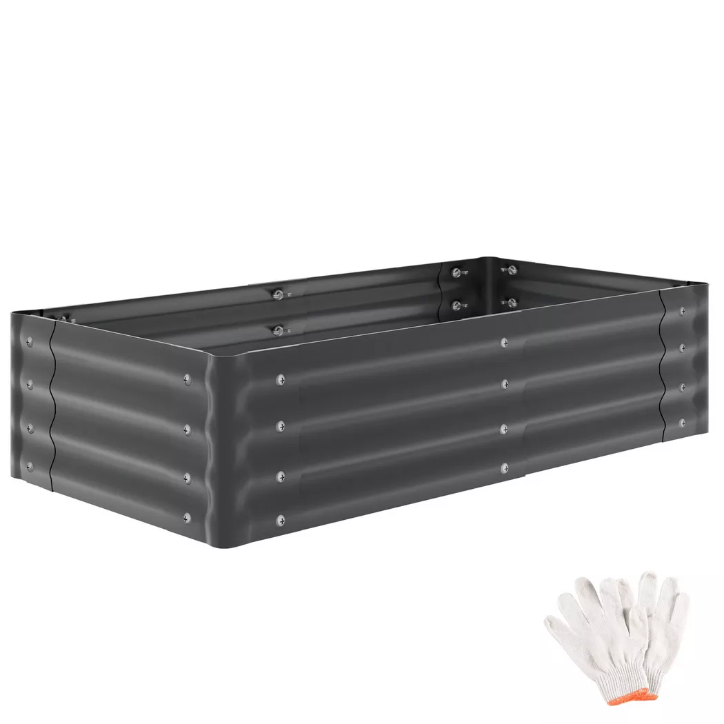 tectake Raised Garden Bed Salvia Galvanized Steel 120 X 60 X 30 Cm in Grey