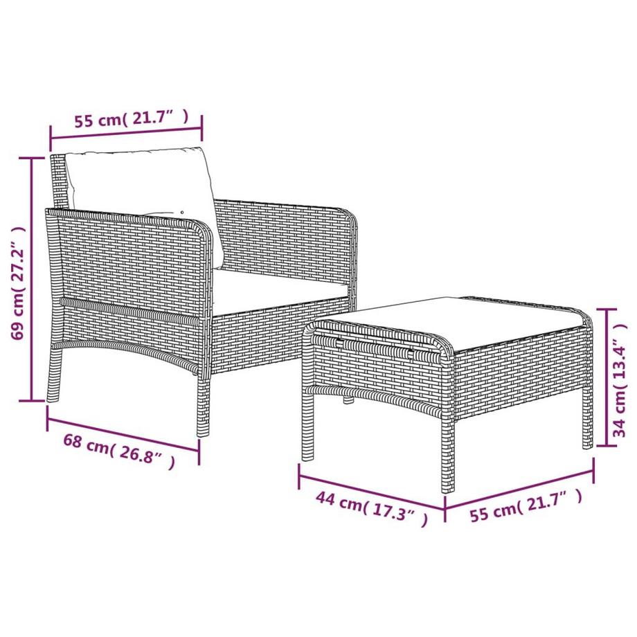 VidaXL Garten-lounge-set poly-rattan  