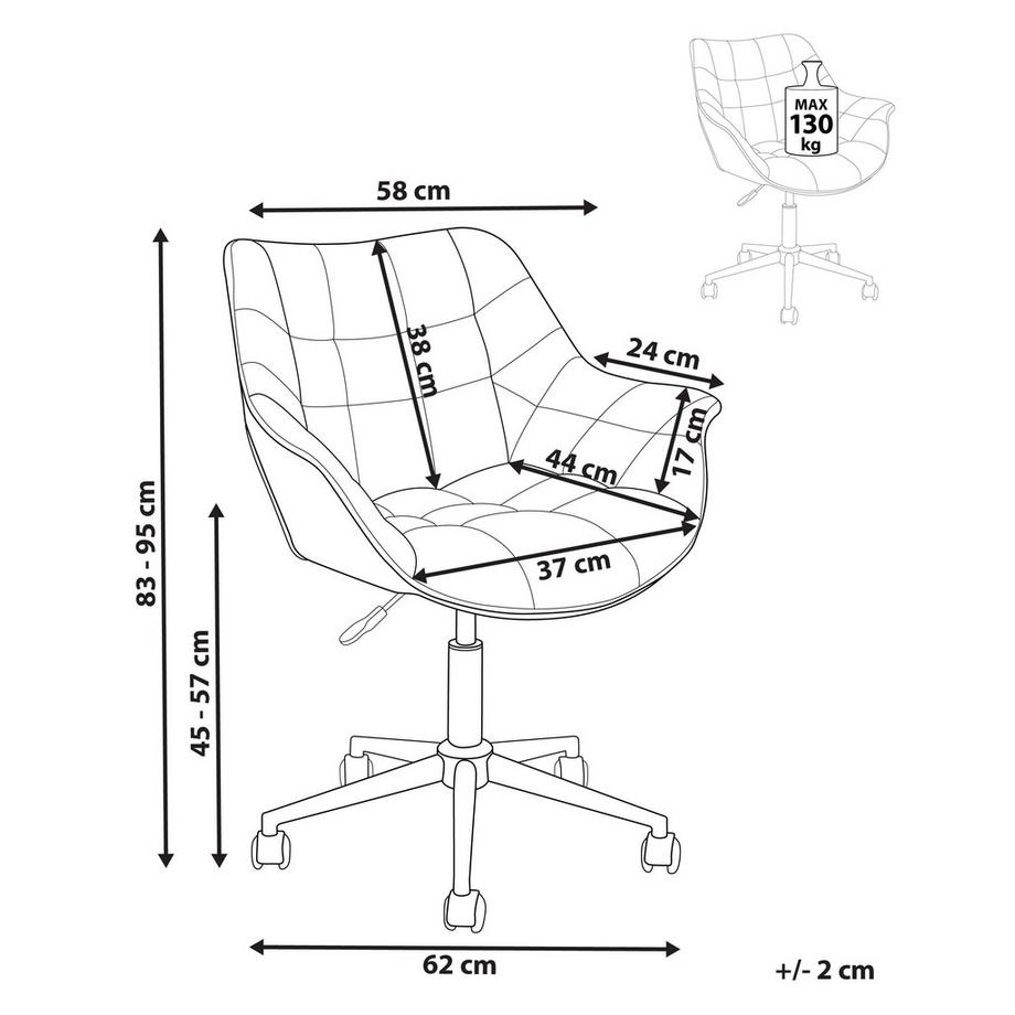 Beliani Chaise de bureau en Velours Glamour LABELLE  
