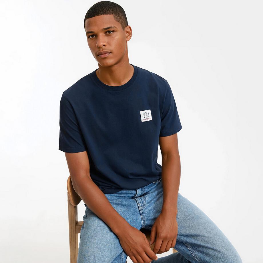 T-shirt col rond manches courtes motif animalier