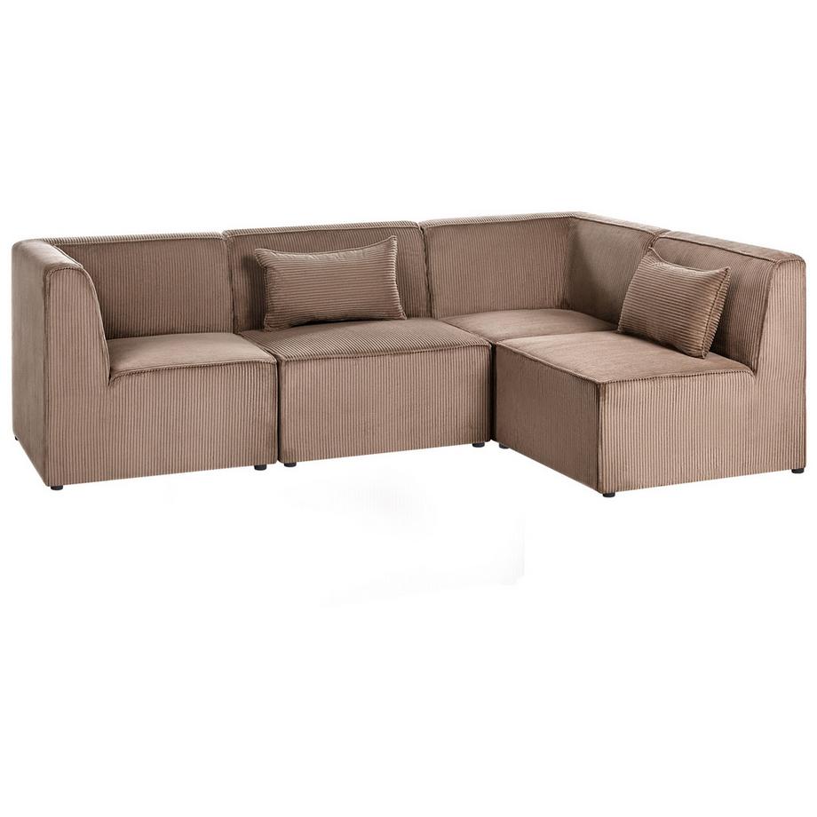 Beliani Linksseitiges Ecksofa aus Cord  LEMVIG  