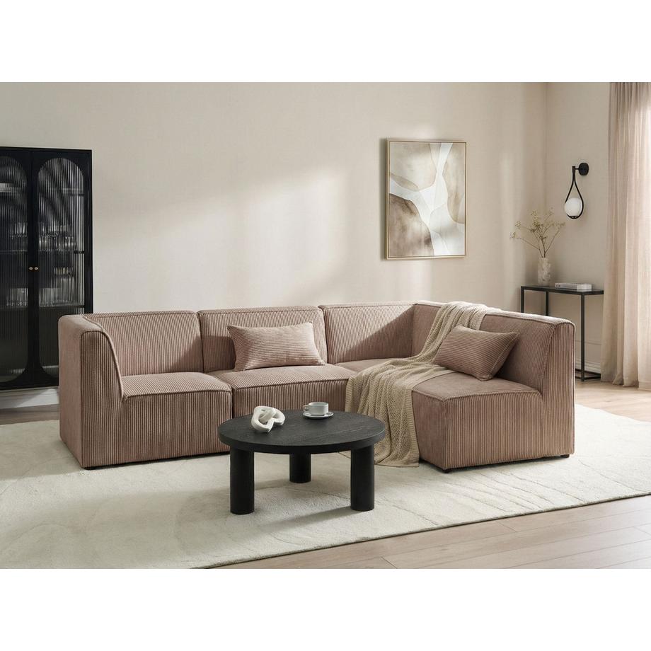 Beliani Linksseitiges Ecksofa aus Cord  LEMVIG  
