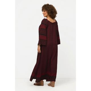 Ulla Popken  Kleid, Bordüren, A-Linie, V-Ausschnitt, 3/4-Arm 