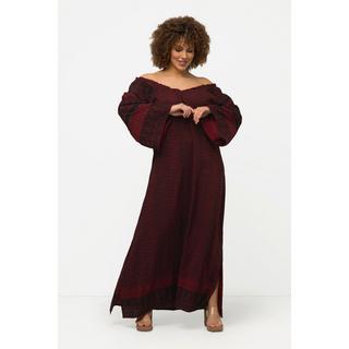 Ulla Popken  Kleid, Bordüren, A-Linie, V-Ausschnitt, 3/4-Arm 