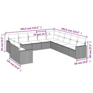 VidaXL Ensemble de canapés de jardin rotin synthétique  